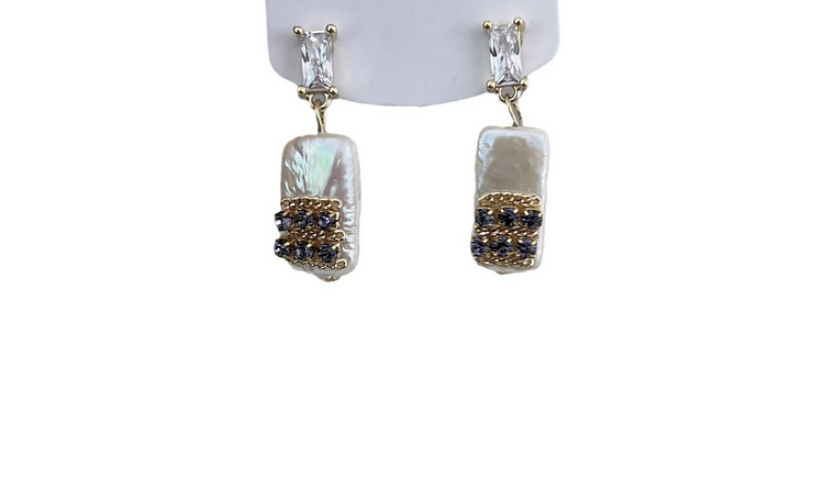 Long freshwater pearl earrings
