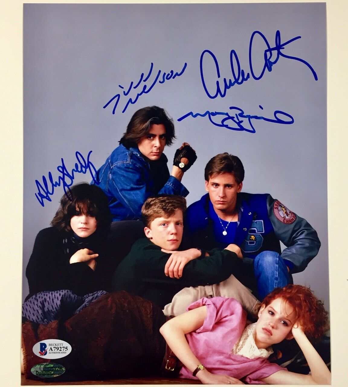 BREAKFAST CLUB Cast Signed 8x10 Photo Poster painting BAS COA LOA RINGWALD Sheedy ESTEVEZ Nelson