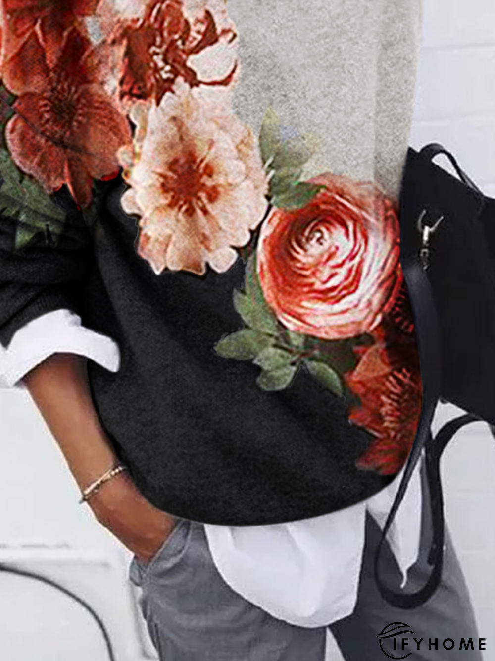 Women Casual Ombre/Tie-Dye Floral Print Long Sleeve Shirt | IFYHOME