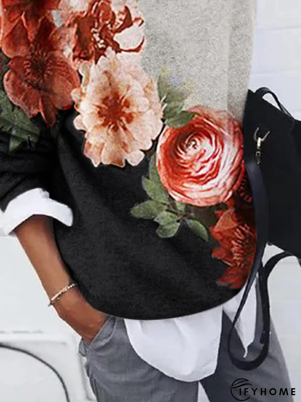 Women Casual Ombre/Tie-Dye Floral Print Long Sleeve Shirt | IFYHOME