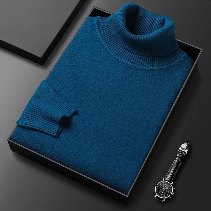 2022 New Men's Solid Color Turtleneck Sweater