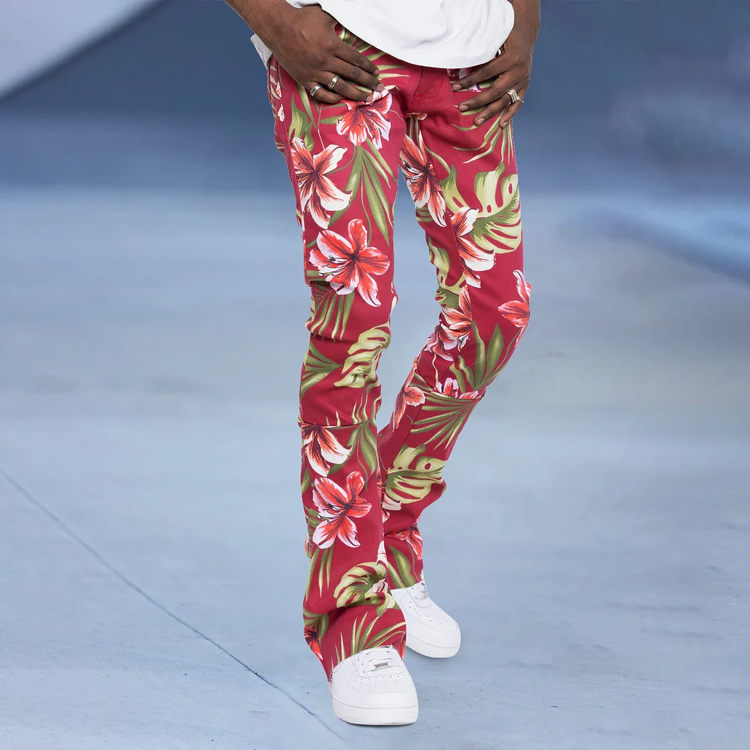 Statement Street Style Floral Stacked Trousers