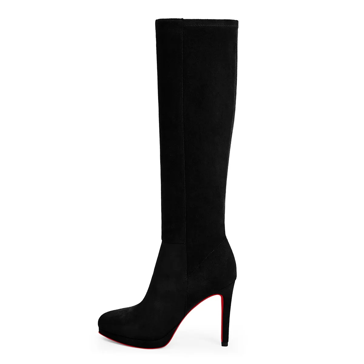 105mm/4.1 Inch Fashion Knee High Boots Platform Heel Boots Red Bottoms Shoes-vocosishoes