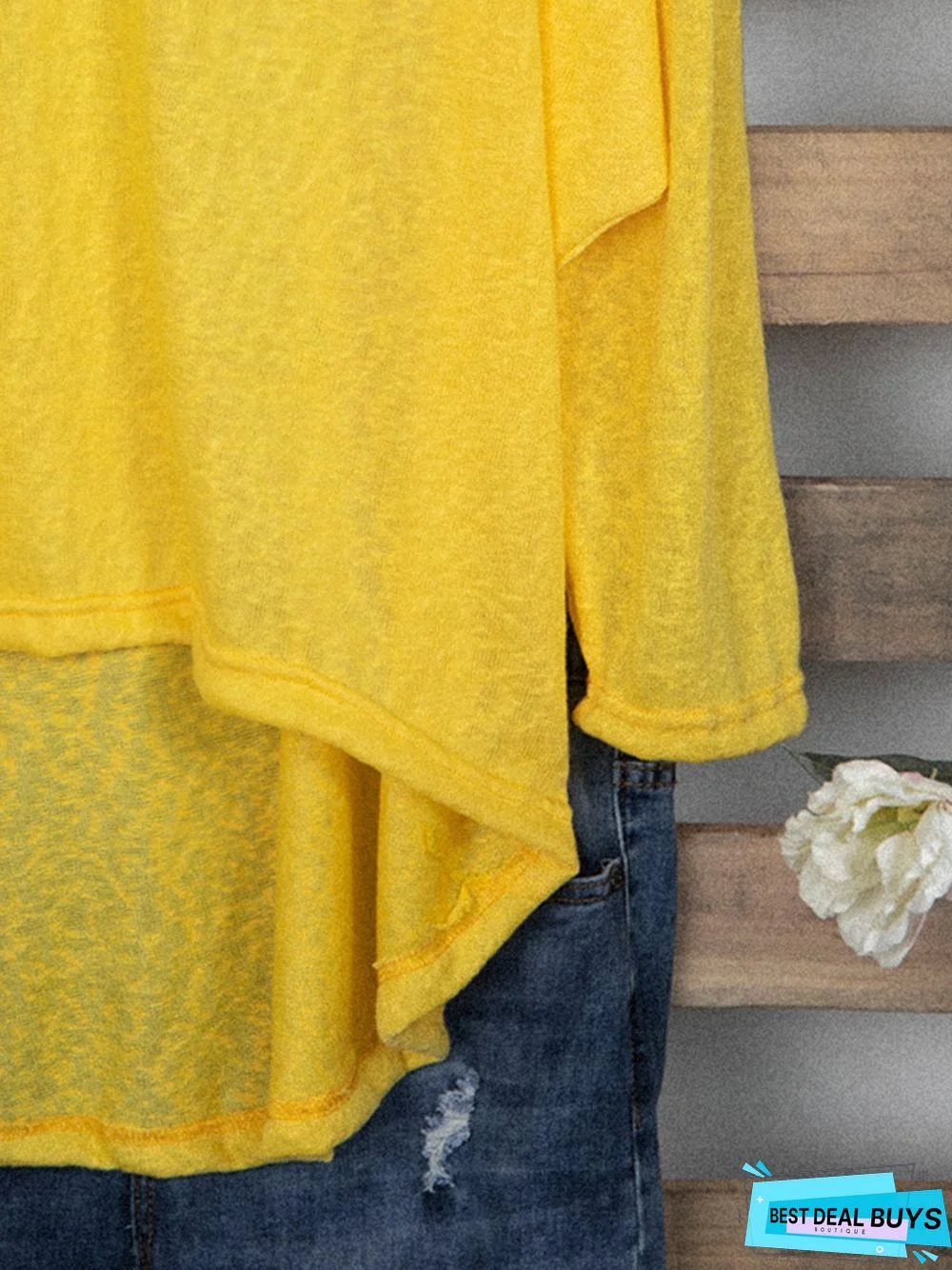 Woman Asymmetric Long Sleeve Casual Plain Casual Top