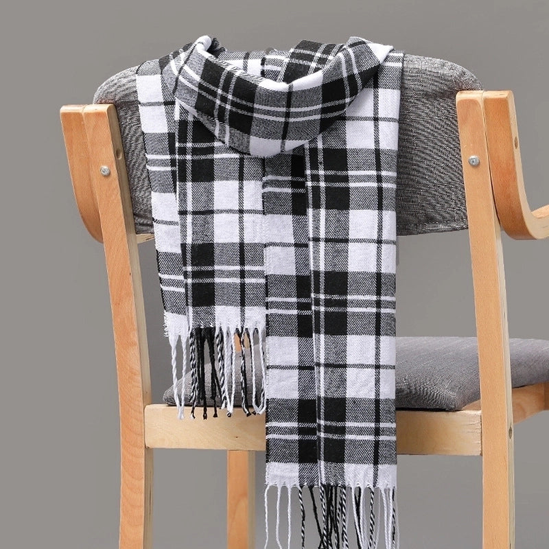 British Plaid Tassel Couple Parent-child Men’s Scarf Autumn And Winter Cashmere Plaid Scarf