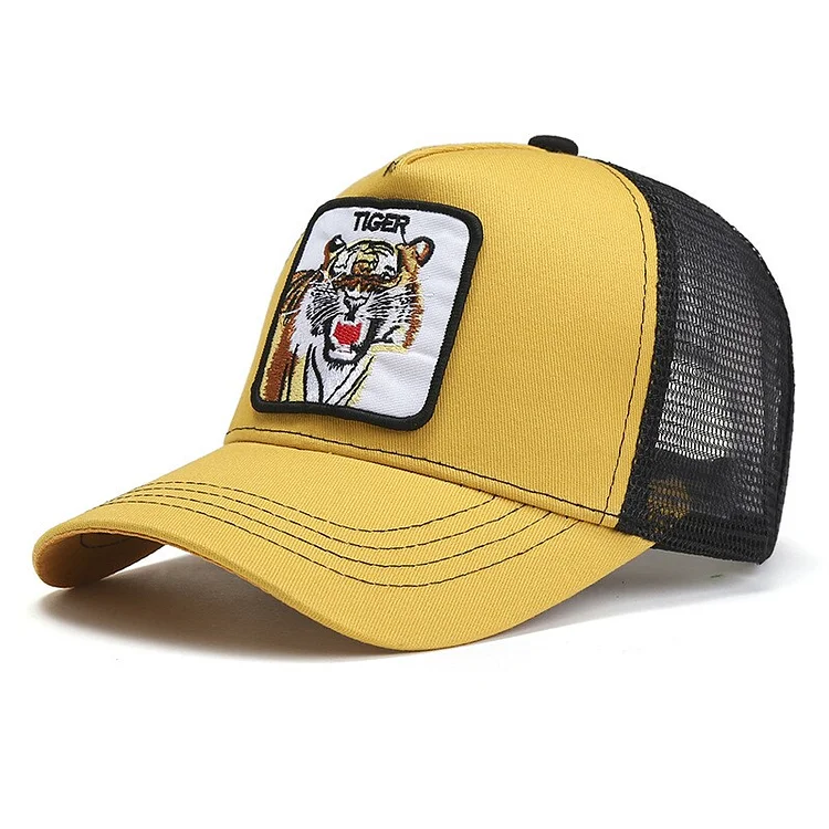 Animals Baseball Caps Men Women Tiger Embroidery Snapback Hip Hop Hats Summer Breathable Mesh Sun Hat Casual Trucker Hat