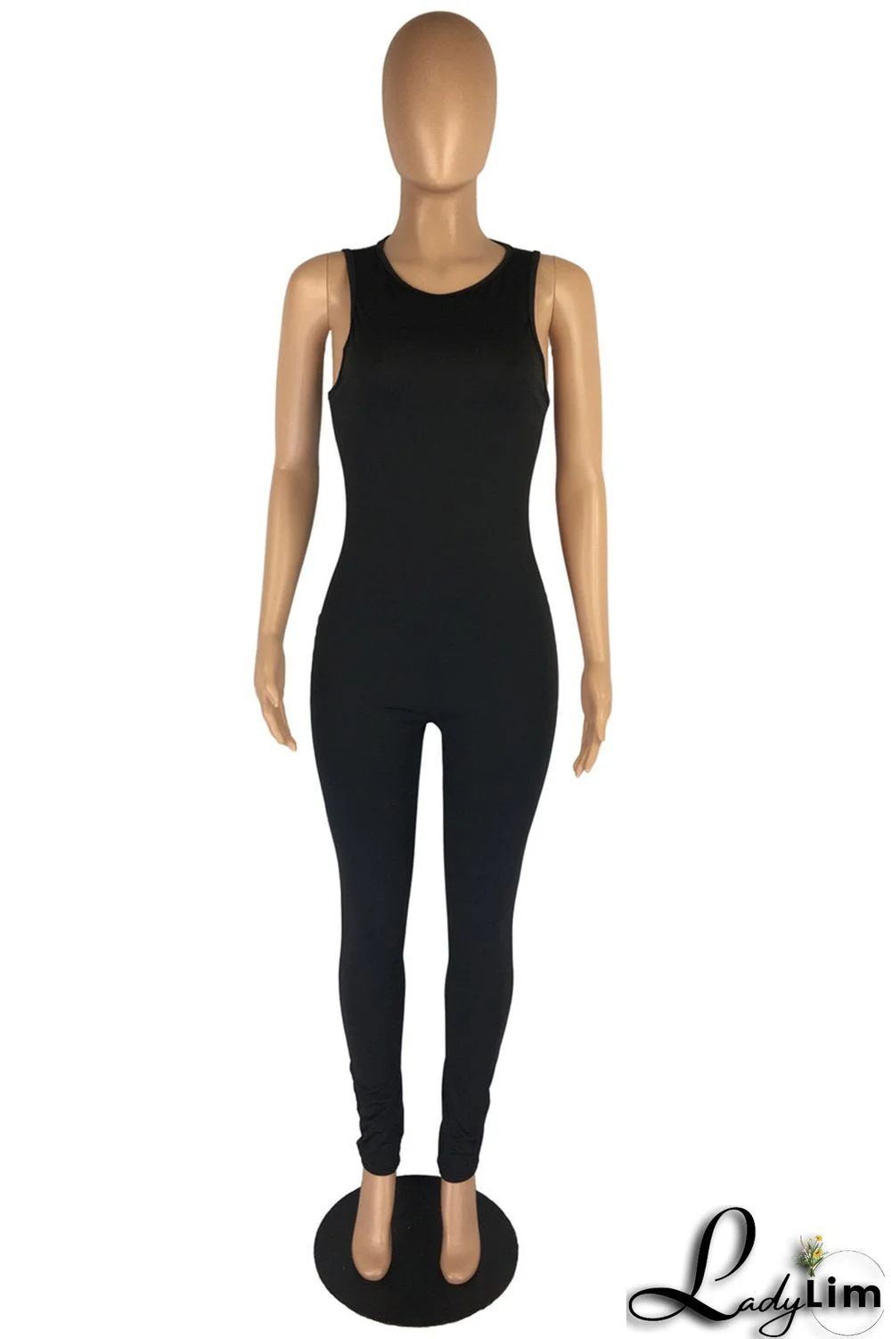 Red Fashion Casual Solid Basic O Neck Skinny Jumpsuits