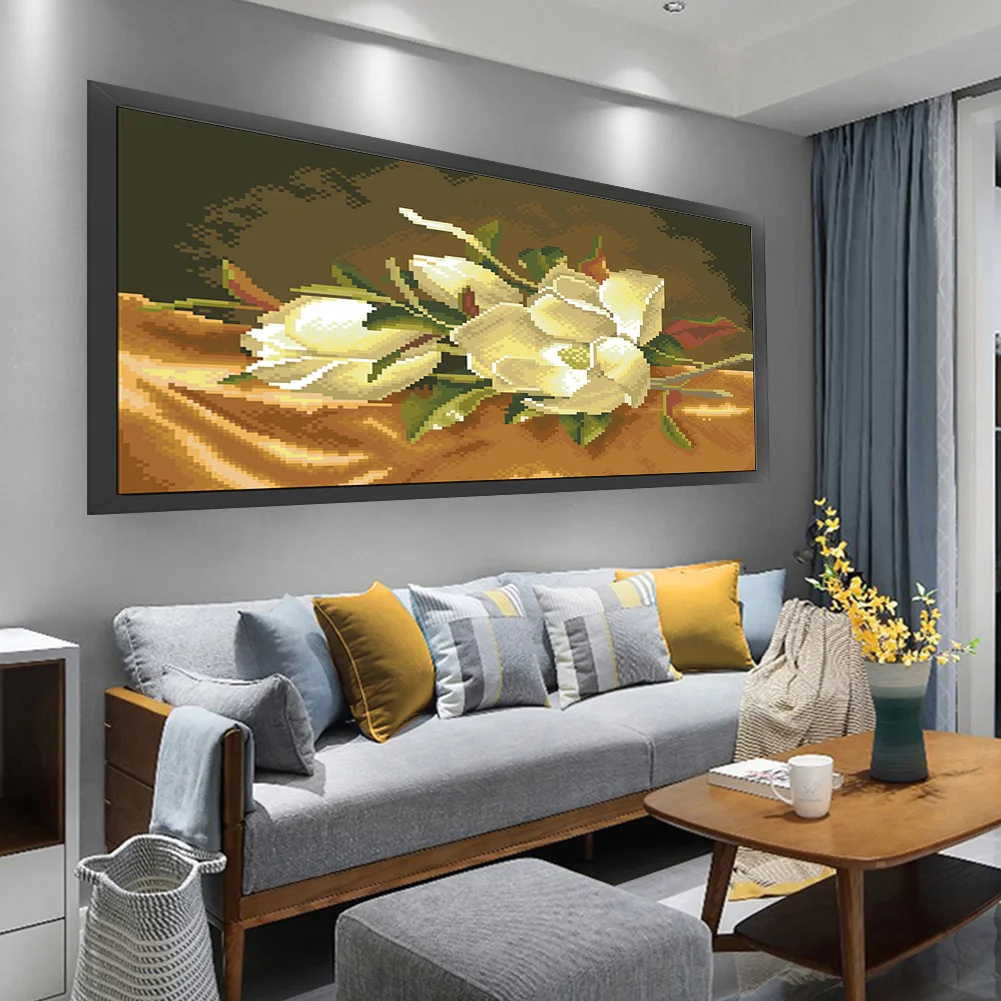 9CT Full Stamped Cross Stitch Bead Embroidery- Lily(Canvas|43*22CM)