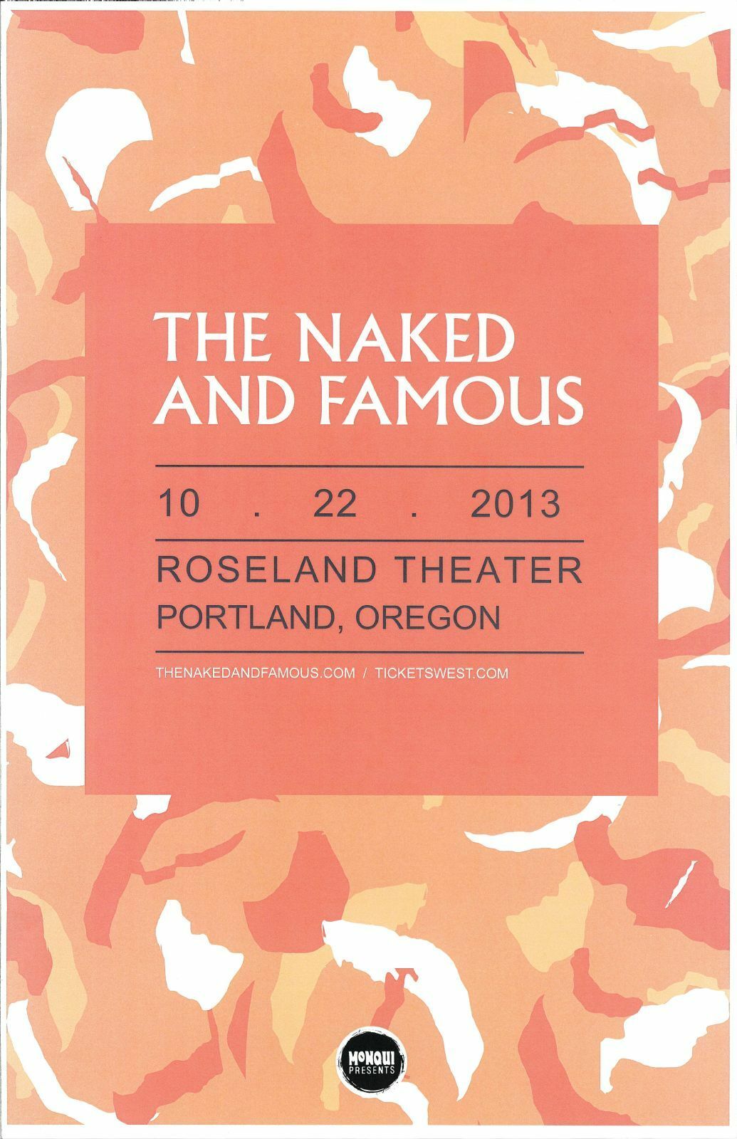 Naked And Famous 2013 Gig POSTER Portland Oregon Concert