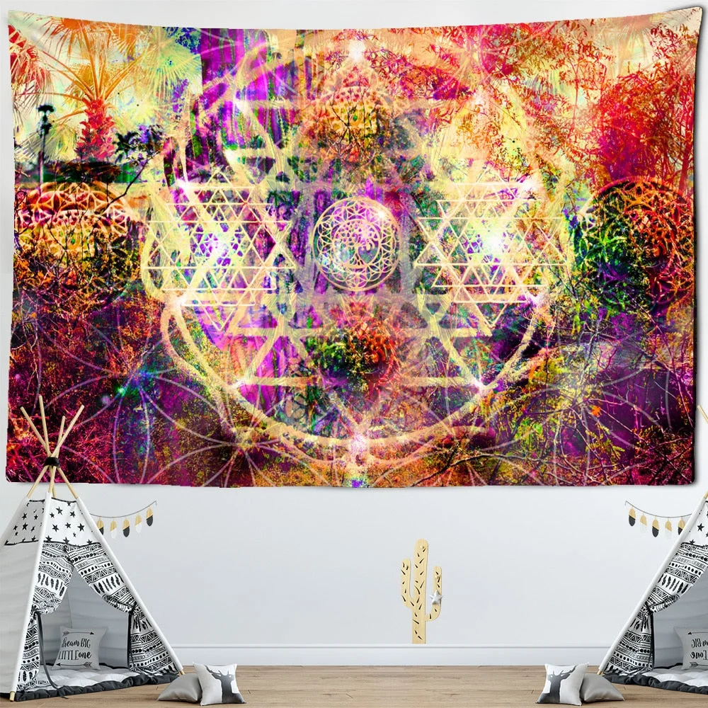 India Mandala Tapestry Wall Hanging Boho Decor Wall Cloth Tapestries Psychedelic Hippie Night Moon Tapestry Mandala Wall Carpet
