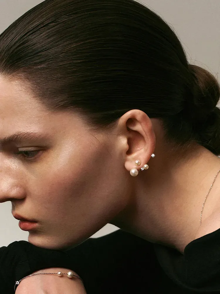 Modern Pearl Rhinestone Drop Earrings