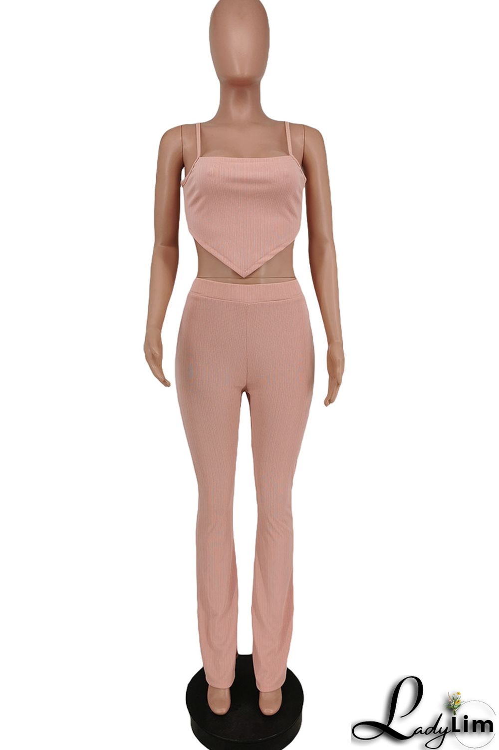 White Fashion Solid Patchwork Spaghetti Strap Sleeveless Two Pieces