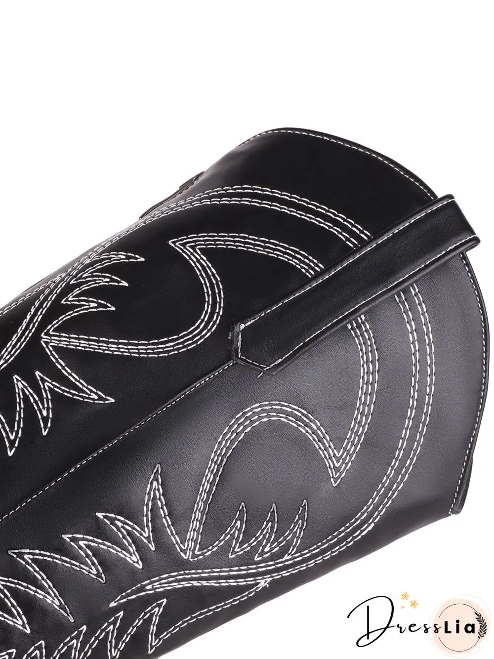 Embroidered Panel Plush Warm Pointed-Toe Cowboy Boots
