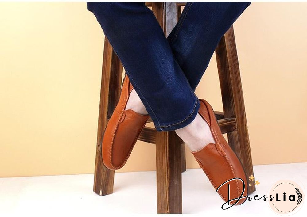slip on casual men loafers mens moccasins shoes genuine leather men's flats shoes