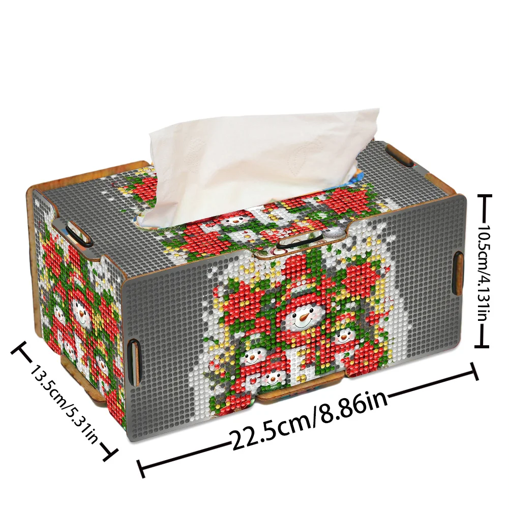 Xmas Snowman Diamond Painting Tissue Box Wooden Diamond Art Tissue Storage Box