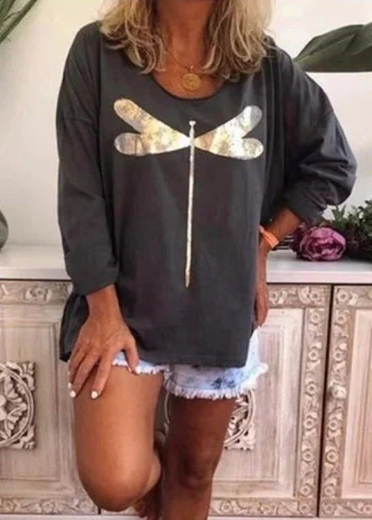 Sweatshirts Black Casual O Sleeve Print Neck Cotton Long