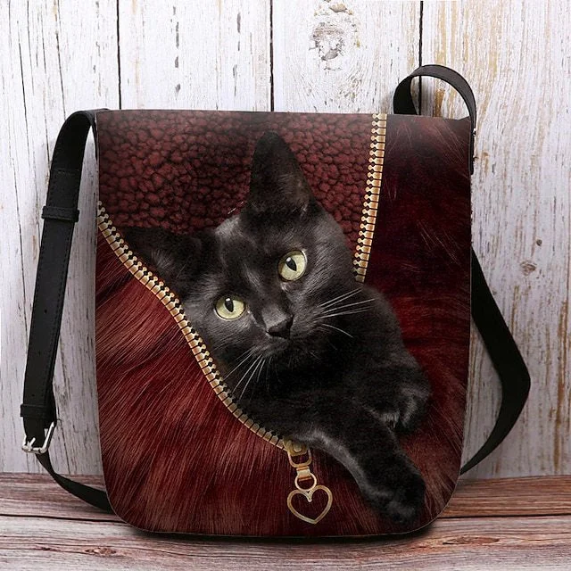 Style & Comfort for Mature Women Women's Cat Print Crossbody Bags Shoulder Bags