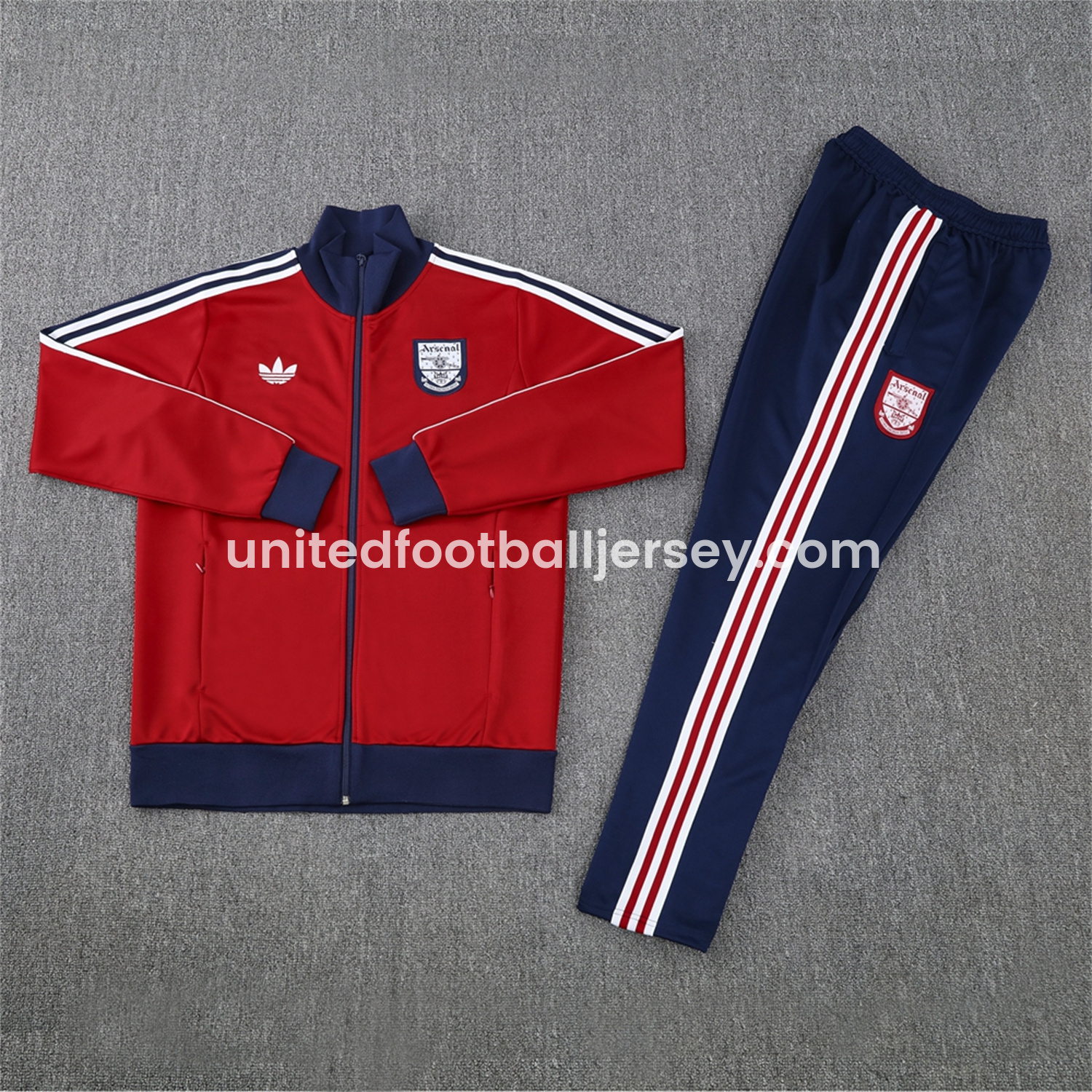 Arsenal 24-25 Throwback Jacket Training Tracksuit - Red Jackets & Blue Pants
