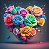 Diamond Painting-DIY Full Round Drill Colourful Love Roses