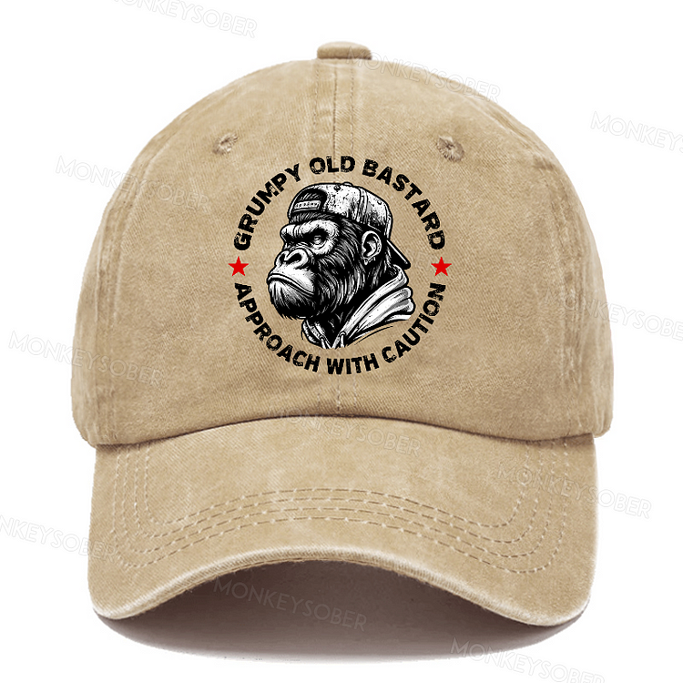 Grumpy Old Bastard Approach With Caution Washed Baseball Caps