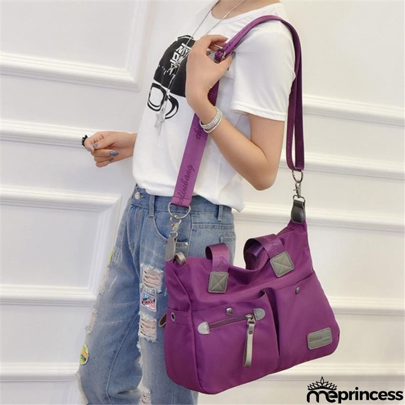 Casual Style Waterproof Multi-Pocket Zipper Crossbody Shoulder Bag