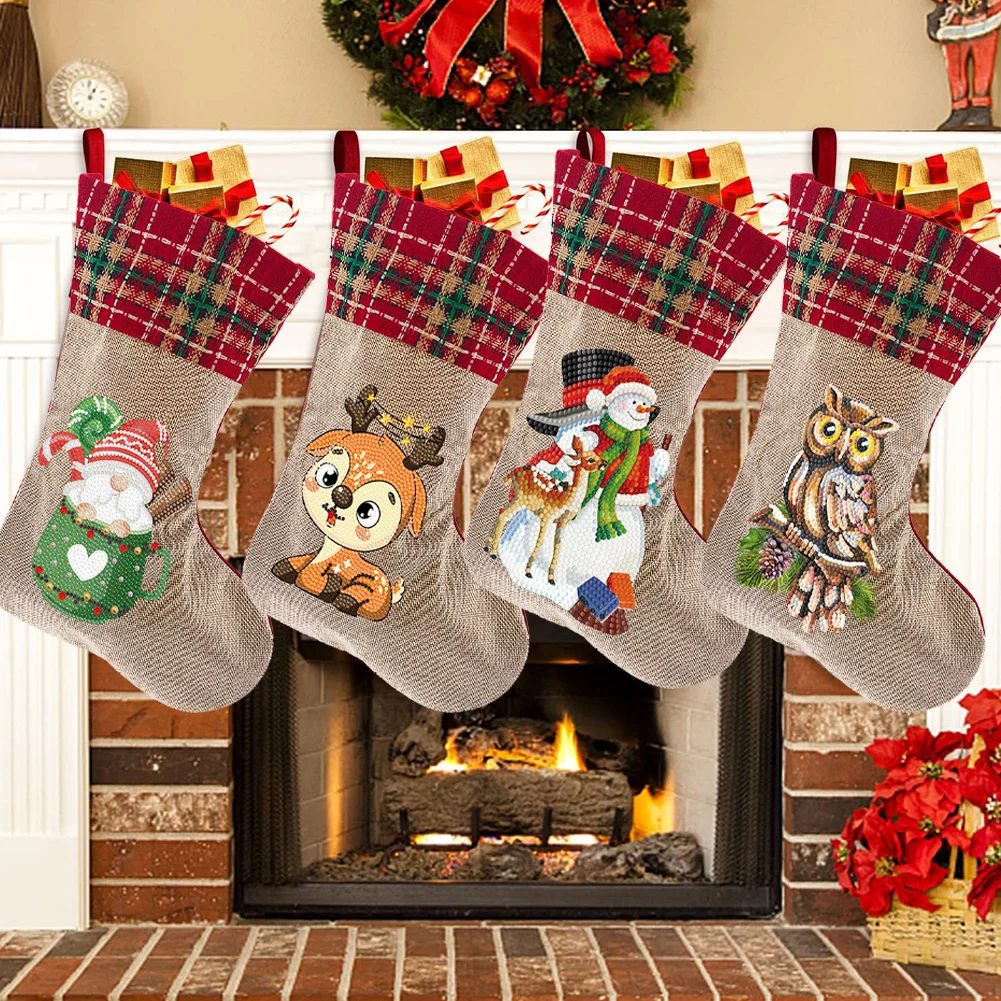 Christmas Decor Diamond Art Kits Candy Gnome Xmas Elk Owl Pine for Holiday Favor