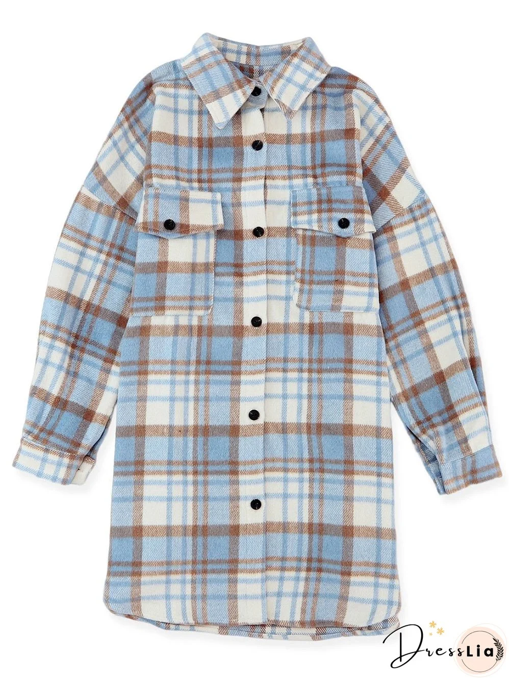 Blue and Brown Plaid Shirt