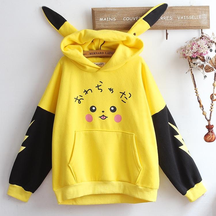 Pikachu Hoodie Sweater - Gotamochi Kawaii Shop, Kawaii Clothes