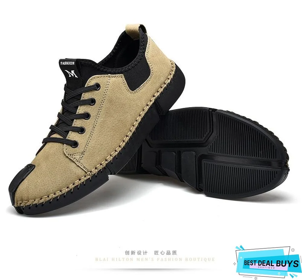 Men Leather Casual Big Size Flats Shoes