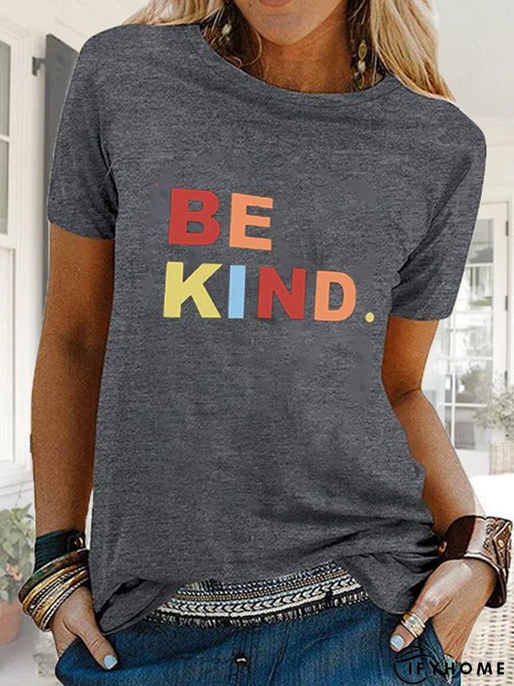 Letter Short Sleeve Casual T-shirt | IFYHOME