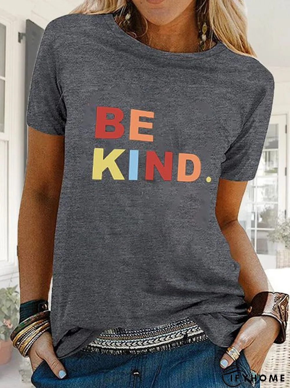 Letter Short Sleeve Casual T-shirt | IFYHOME