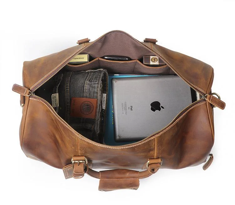 Men's Vintage Handmade Leather Duffle Sports Shoulder Bags