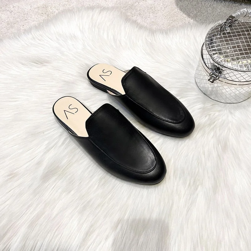 Baotou Half Slippers Women Summer Wear Muller Shoes 2022 New Flat Sandals