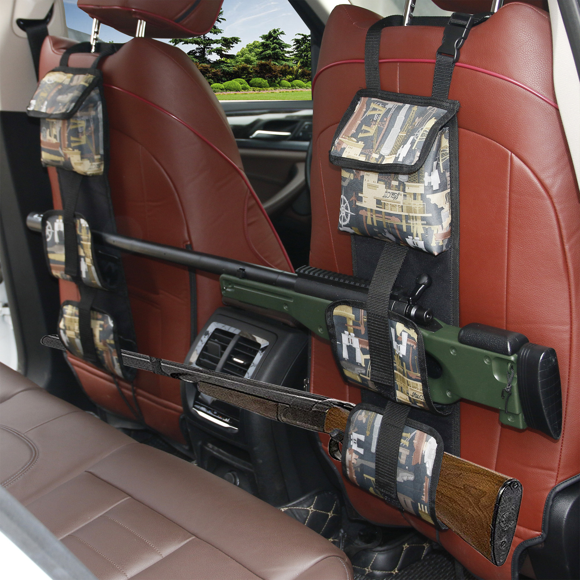 Car Front Seat Backrest Organizer; Complex Car Backrest Bag with Pockets
