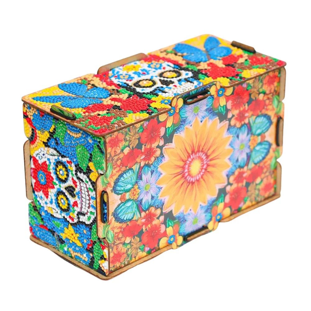 Wooden Skull 5D DIY Diamond Painting Tissue Holder Home Diamond Art Tissue Box