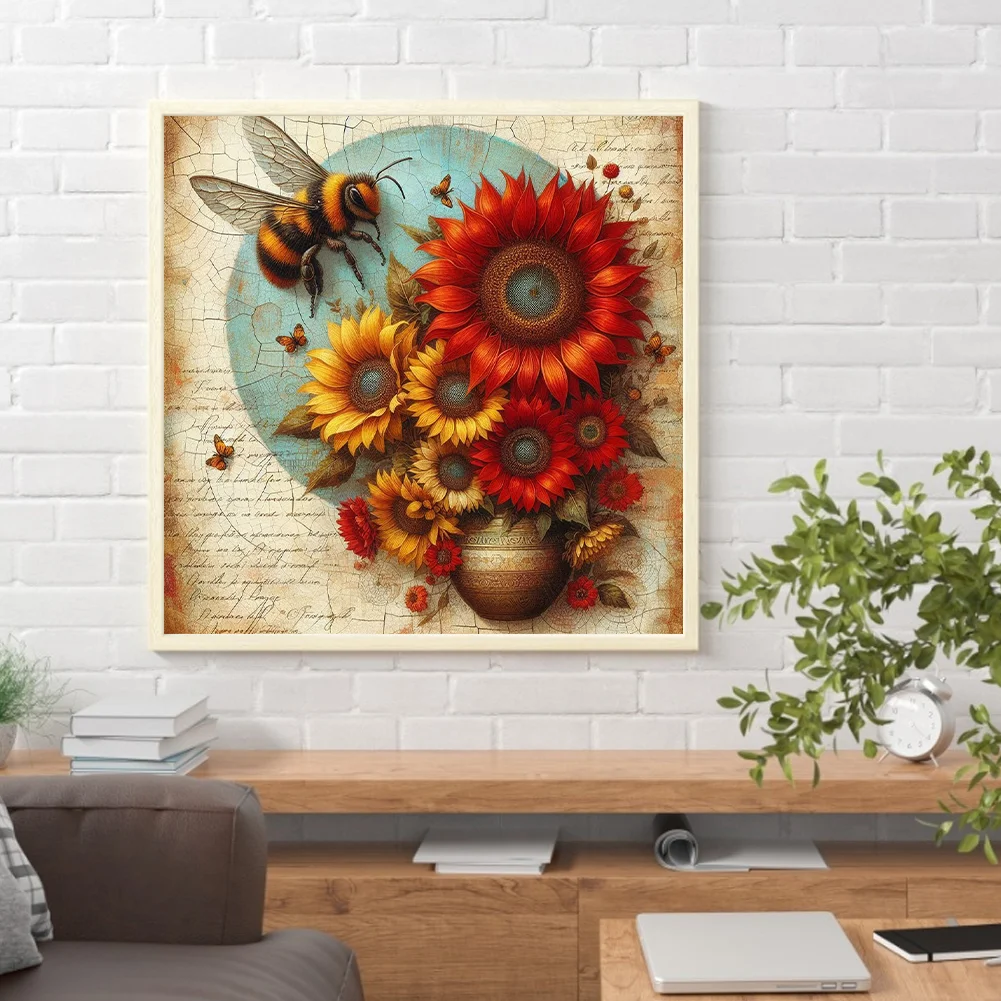 Diamond Painting - Full Round Drill - Flower Bee(Canvas|30*30cm)