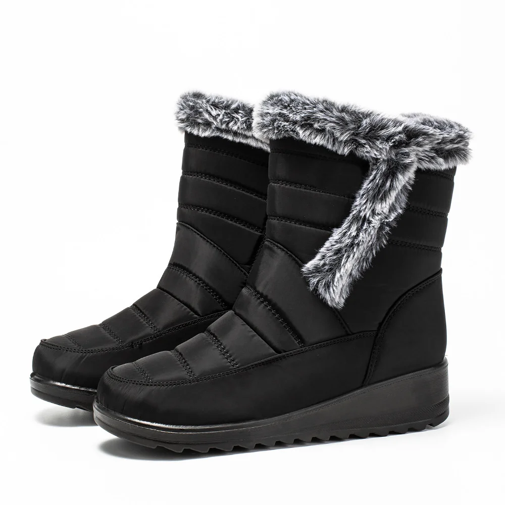 Women's Winter Boots Fashion  Zipper Side Velvet and Thickening Shoes