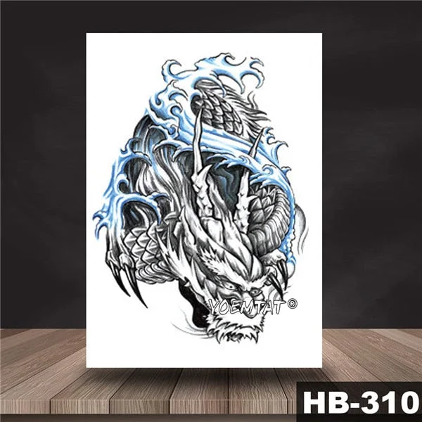 Waterproof Temporary Tattoo Sticker Black color dragon pattern tattoo Water Transfer Skull body art fake tattoo For Women Men
