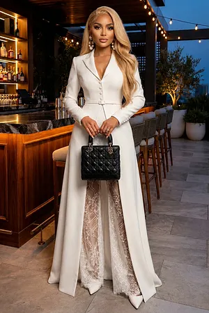 loragal white dress The new favorite for fashionable parties is here!  The pleated A-line skirt from #LORAGAL instantly becomes the focus of indoor parties!  This L0512 dress, with its layered pleated design Long Sleeve Occasions Loragal Ruffle Wide Straps Jacquard