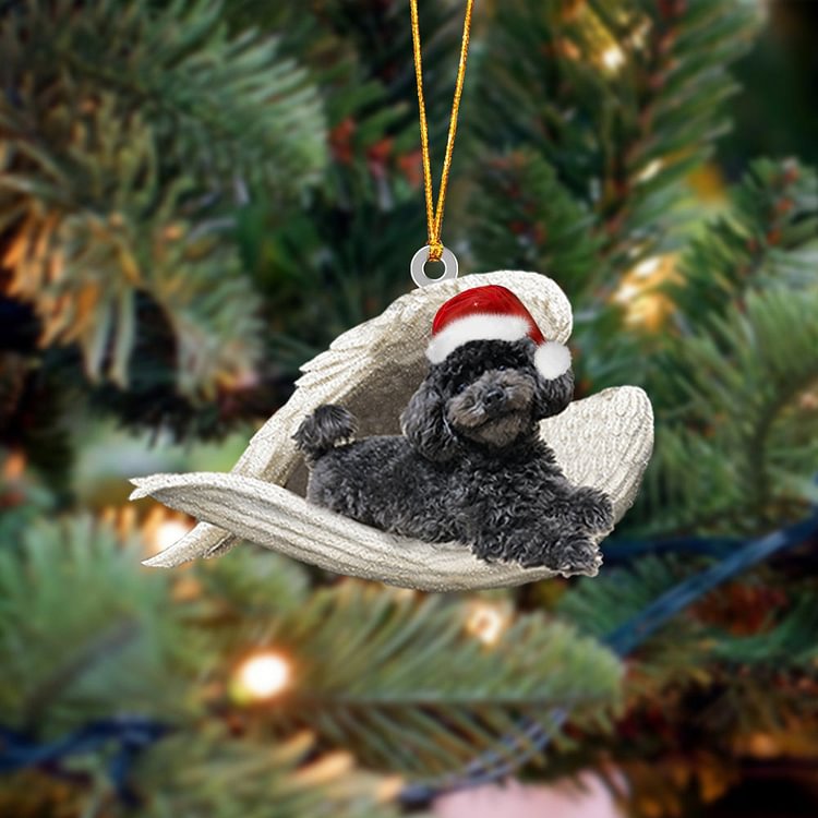 Poodle (Black) Sleeping Angel Christmas Ornament