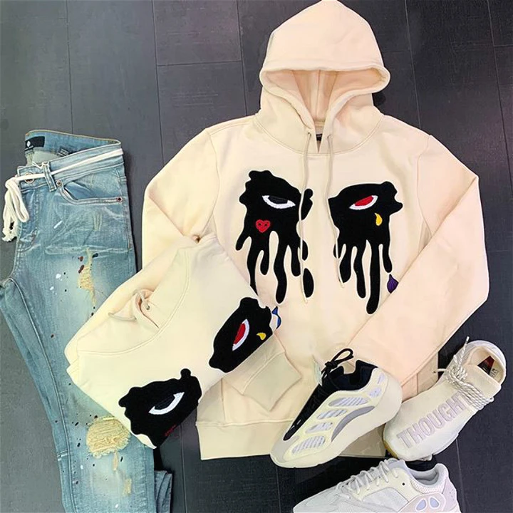 Eyes Print Beige Fashion Hoodie