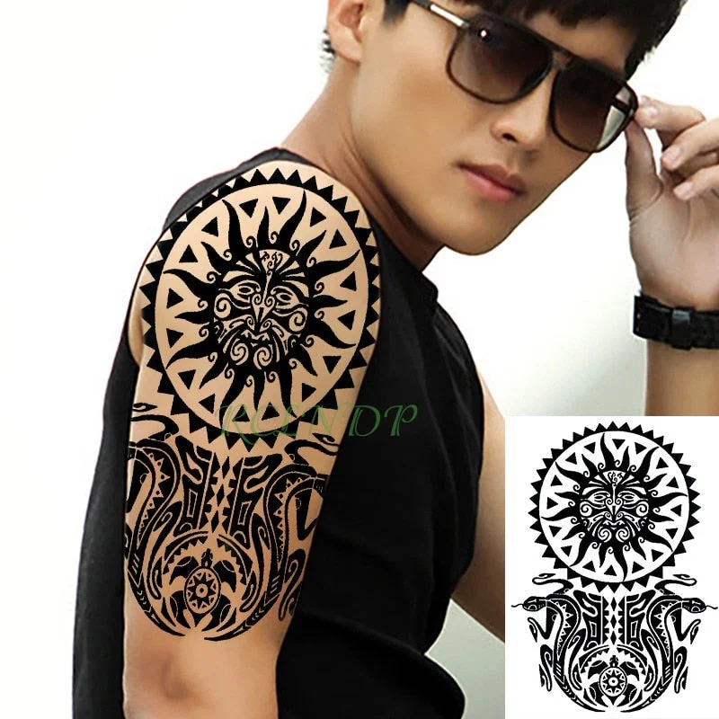 Waterproof Temporary Tattoo Stickers on Body Tribal Totem Fake Tatto Flash Tatoo Back Leg Arm belly big size for Women Men girl