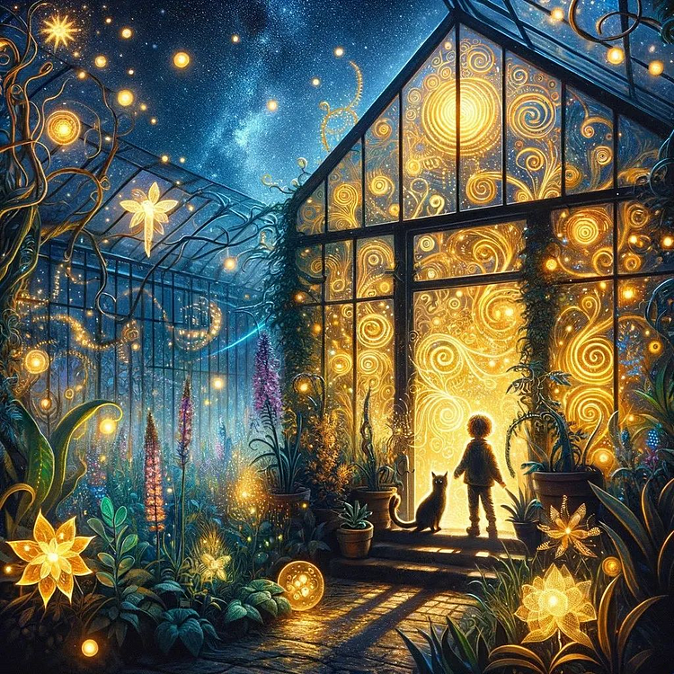 Fantasy Starry Sky Scenery House 50*50cm 11CT Stamped Cross Stitch gbfke