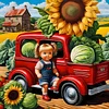 Diamond Painting-DIY Full Round Drill Sunflower Truck