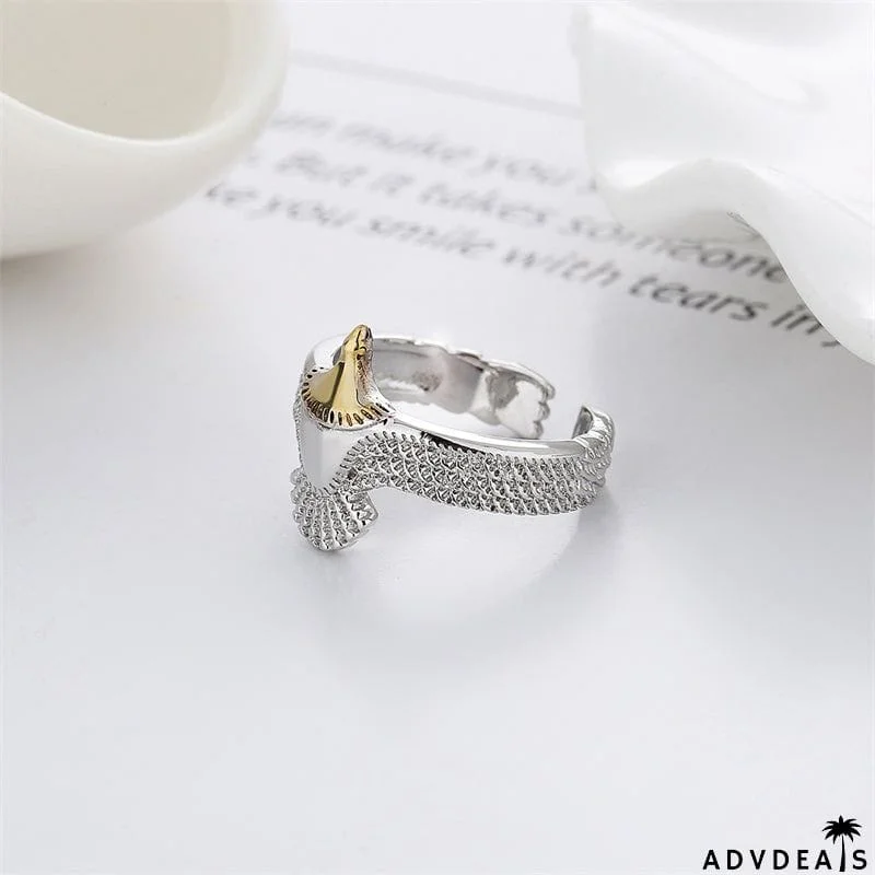 Unisex Old Fashion Eagle Shape Ins Simple Plating Rings