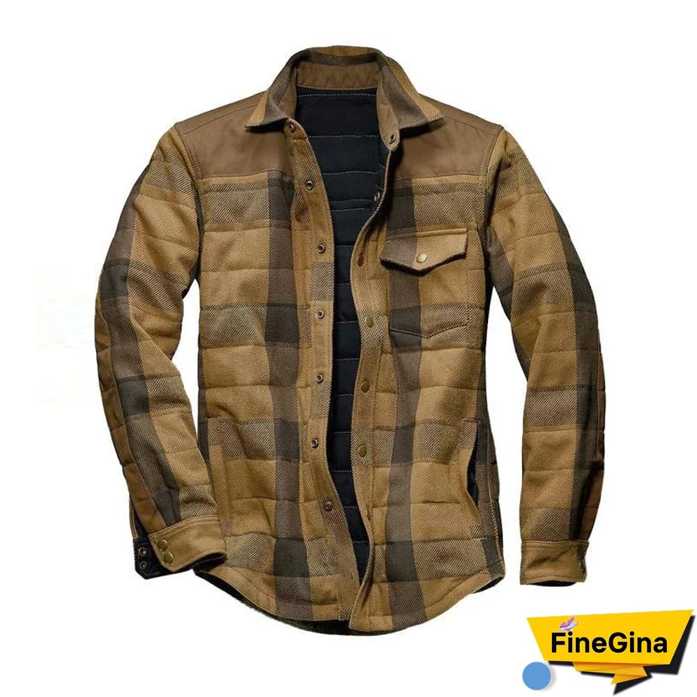 Mens Plaid Thick Woolen Casual Jacket