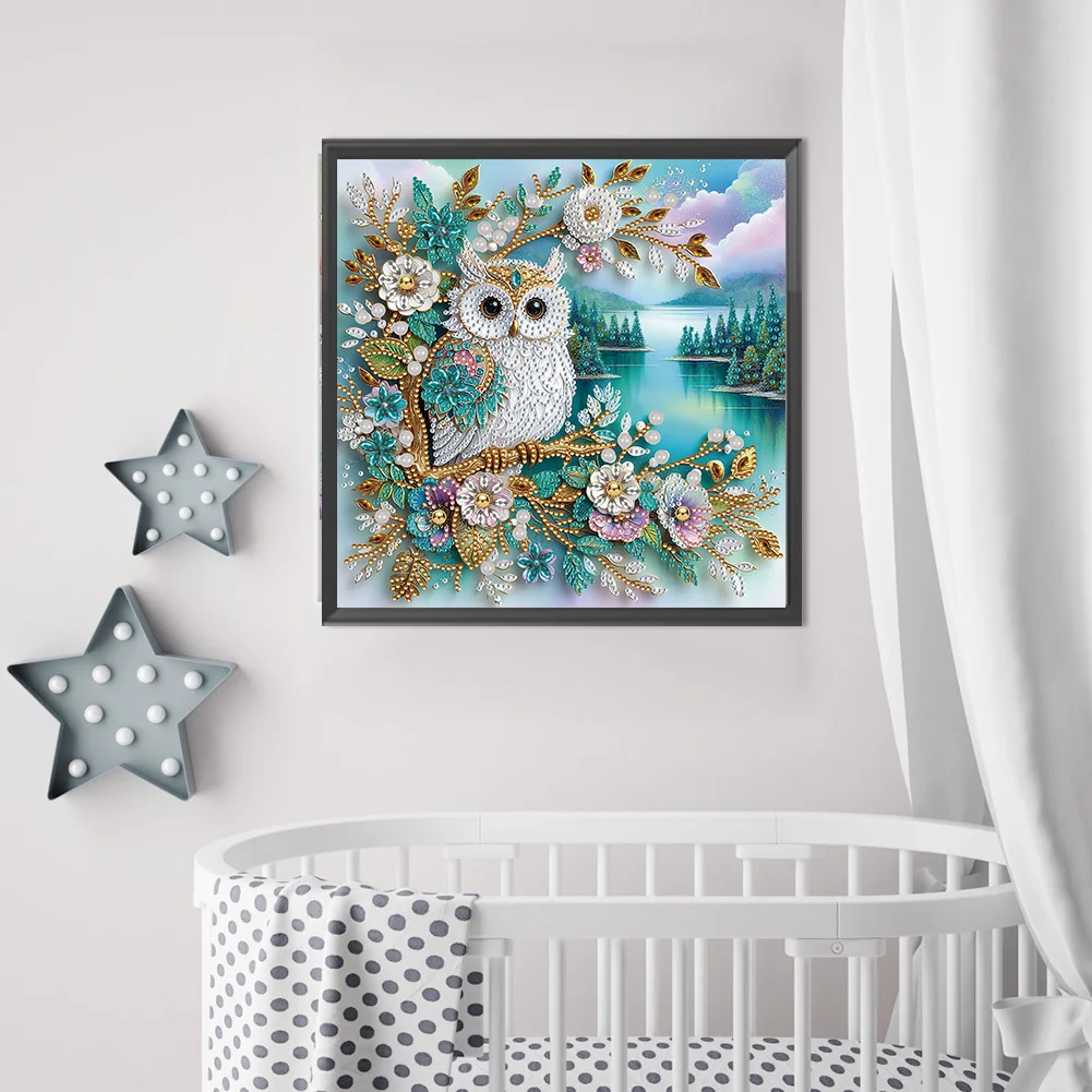 Diamond Painting - Partial Special Shaped Drill - Owl(Canvas|30*30cm)