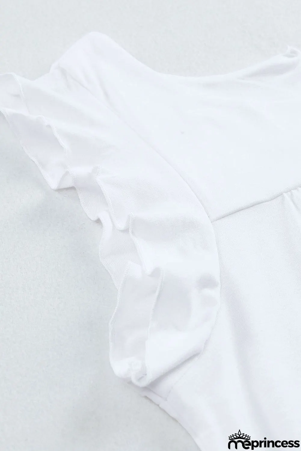 Keyhole Back Ruffled Sleeveless Top