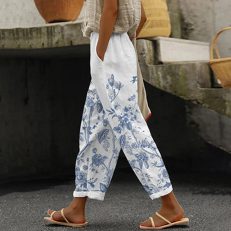 Printed Simple Loose Casual Pants