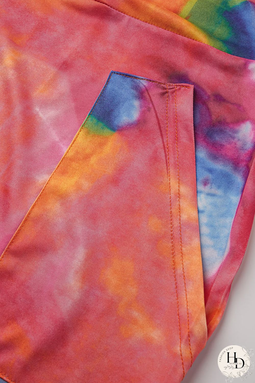 Red Fashion Casual Print Tie-dye V Neck Loose Jumpsuits